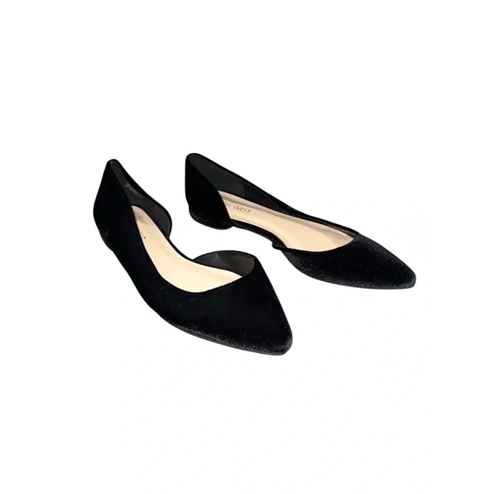 Nine West Observe Black Shimmer dOrsay Pointed Toe Flats Womens 7M